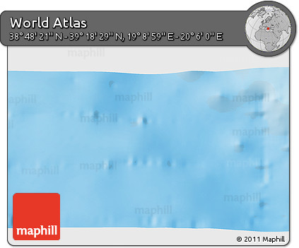Shaded Relief 3D Map of the Area around 39° 3' 25" N, 19° 37' 30" E