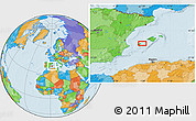 Political Location Map of the area around 39° 3' 25" N, 1° 46' 29" E