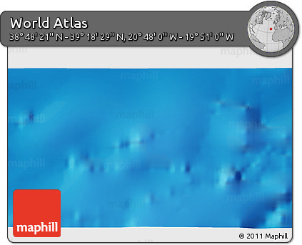 Physical 3D Map of the Area around 39° 3' 25" N, 20° 19' 30" W