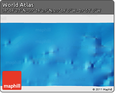 Physical 3D Map of the Area around 39° 3' 25" N, 20° 19' 30" W