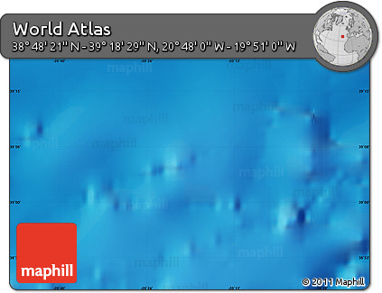 Physical Map of the Area around 39° 3' 25" N, 20° 19' 30" W
