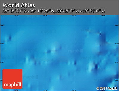 Physical Map of the Area around 39° 3' 25" N, 20° 19' 30" W