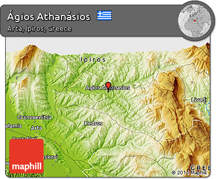 Physical 3D Map of Ágios Athanásios