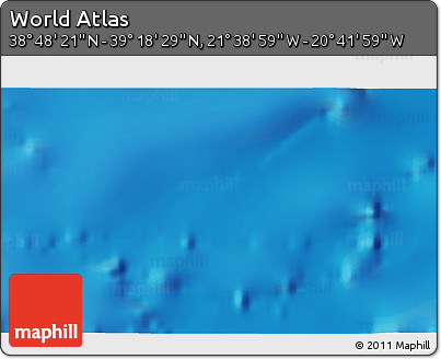 Physical 3D Map of the Area around 39° 3' 25" N, 21° 10' 29" W