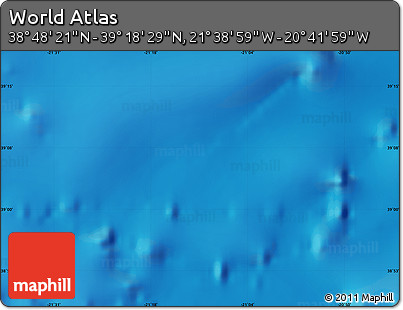 Physical Map of the Area around 39° 3' 25" N, 21° 10' 29" W