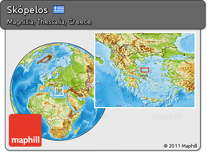 Physical Location Map of Skópelos