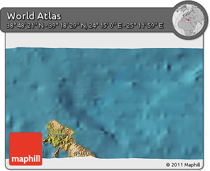 Satellite 3D Map of the Area around 39° 3' 25" N, 24° 43' 30" E