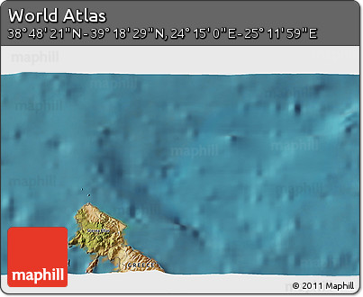 Satellite 3D Map of the Area around 39° 3' 25" N, 24° 43' 30" E
