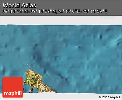 Satellite 3D Map of the Area around 39° 3' 25" N, 24° 43' 30" E