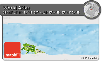 Physical Panoramic Map of the Area around 39° 3' 25" N, 24° 43' 30" E