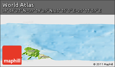 Physical Panoramic Map of the Area around 39° 3' 25" N, 24° 43' 30" E