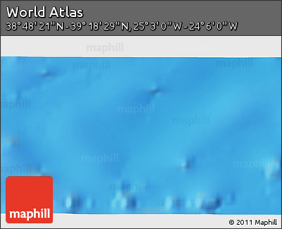Physical 3D Map of the Area around 39° 3' 25" N, 24° 34' 30" W