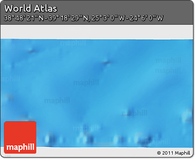 Physical 3D Map of the Area around 39° 3' 25" N, 24° 34' 30" W