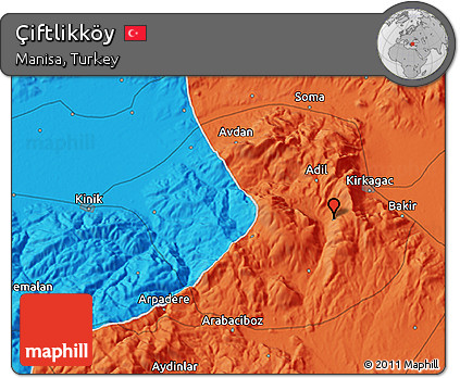 Political 3D Map of Çiftlikköy