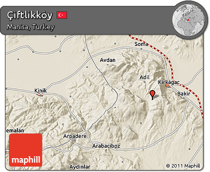 Shaded Relief 3D Map of Çiftlikköy