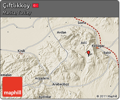 Shaded Relief 3D Map of Çiftlikköy