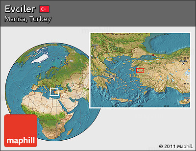 Satellite Location Map of Evciler