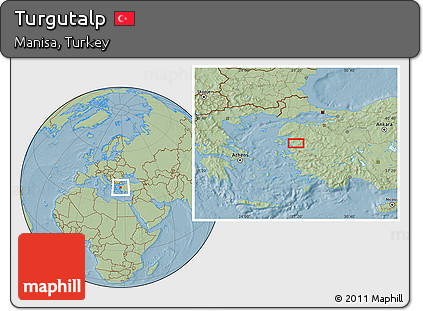Savanna Style Location Map of Turgutalp, hill shading