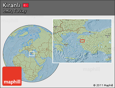 Savanna Style Location Map of Kıranlı, hill shading