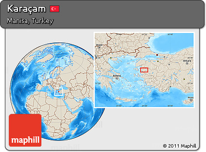 Shaded Relief Location Map of Karaçam
