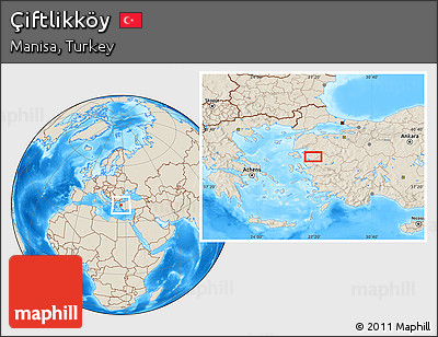Shaded Relief Location Map of Çiftlikköy