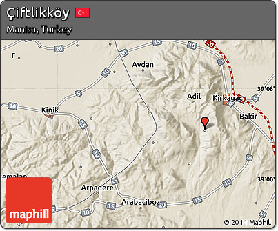 Shaded Relief Map of Çiftlikköy
