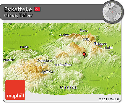 Physical Panoramic Map of Evkafteke