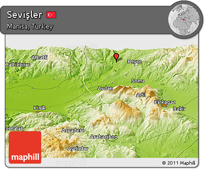 Physical Panoramic Map of Sevişler