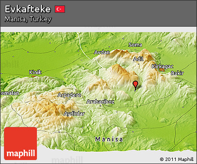Physical Panoramic Map of Evkafteke