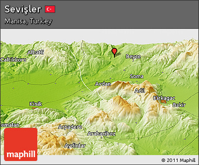 Physical Panoramic Map of Sevişler