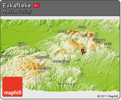 Physical Panoramic Map of Evkafteke