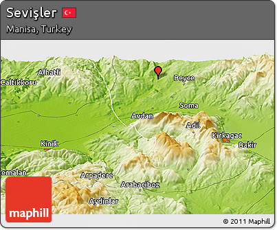 Physical Panoramic Map of Sevişler