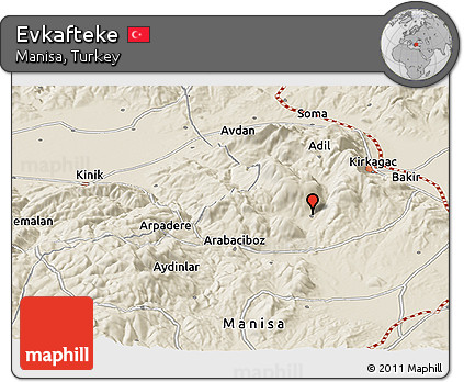 Shaded Relief Panoramic Map of Evkafteke