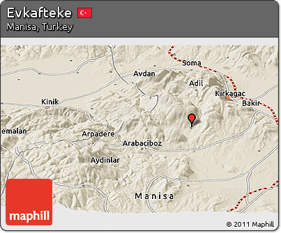 Shaded Relief Panoramic Map of Evkafteke