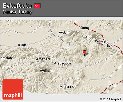 Shaded Relief Panoramic Map of Evkafteke