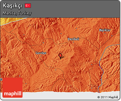 Political 3D Map of Kaşıkçı