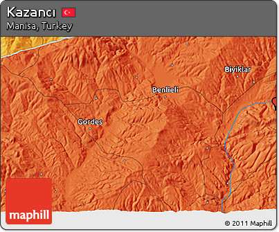 Political 3D Map of Kazancı