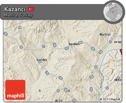 Shaded Relief Map of Kazancı