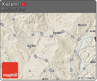 Shaded Relief Map of Kazancı