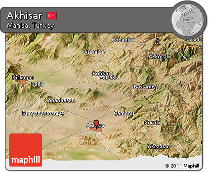 Satellite Panoramic Map of Akhisar