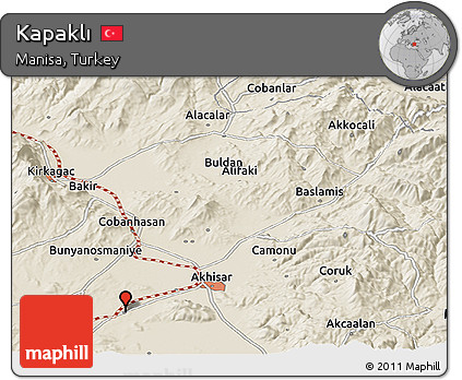 Shaded Relief Panoramic Map of Kapaklı