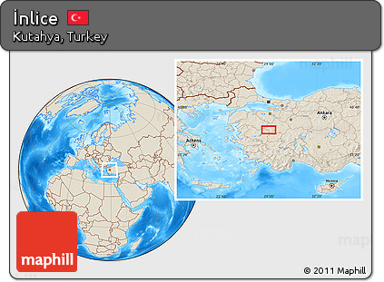 Shaded Relief Location Map of İnlice