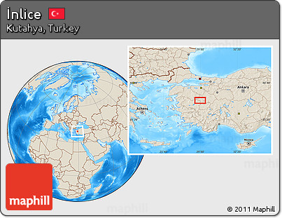 Shaded Relief Location Map of İnlice