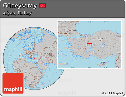Gray Location Map of Güneysaray