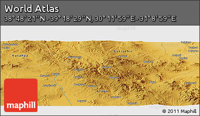 Physical Panoramic Map of the Area around 39° 3' 25" N, 30° 40' 29" E