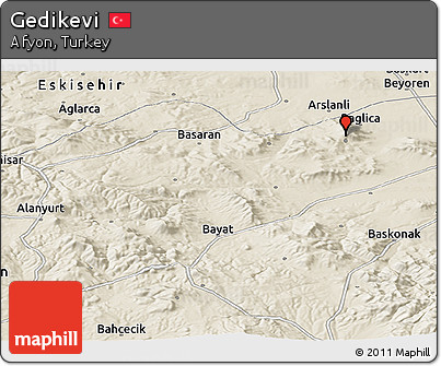 Shaded Relief Panoramic Map of Gedikevi