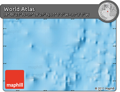 Physical Map of the Area around 39° 3' 25" N, 30° 31' 29" W