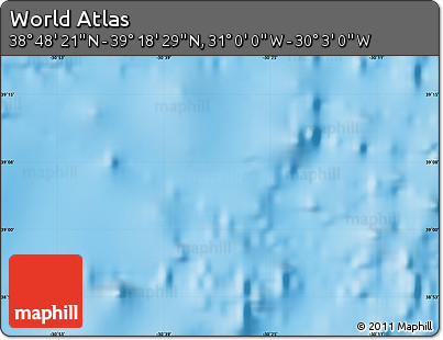 Physical Map of the Area around 39° 3' 25" N, 30° 31' 29" W