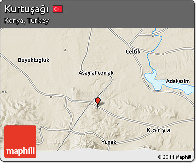 Shaded Relief 3D Map of Kurtuşağı