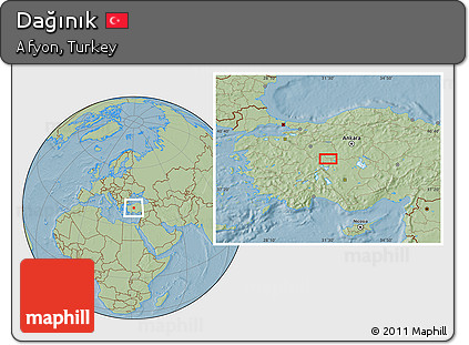 Savanna Style Location Map of Dağınık, hill shading